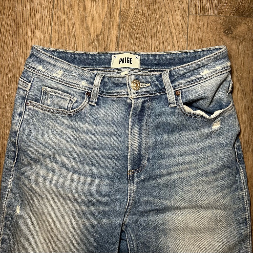 Paige Cindy Outseam Slit Jean in Seaspray Distressed Size 27 - Picture 9 of 16
